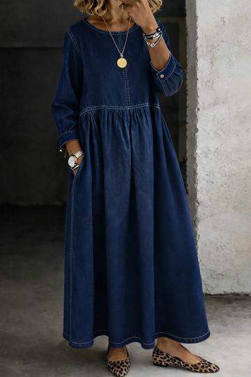 Allegria™ - Retro Denim Maxi Dress