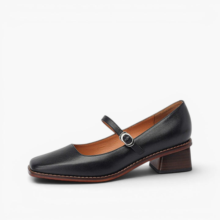 Antoinette | Square-Toe Leather Mary-Jane Heels