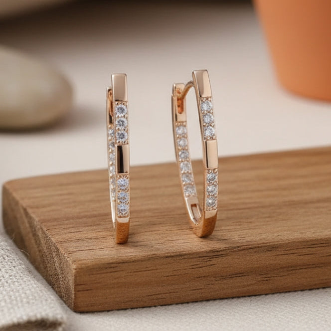 Elegant Earrings in Gold Zirconia