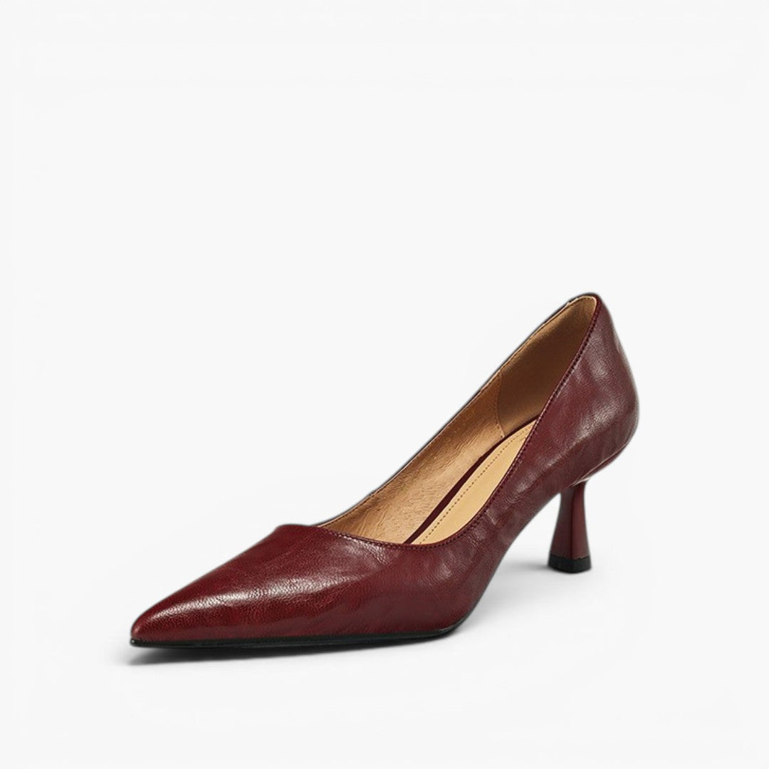 Paloma pointed lambskin slim-heel pumps in Wine Red, side profile