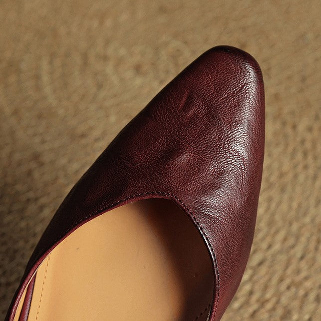 Rosalyn | Round-Toe Leather Flat Mules