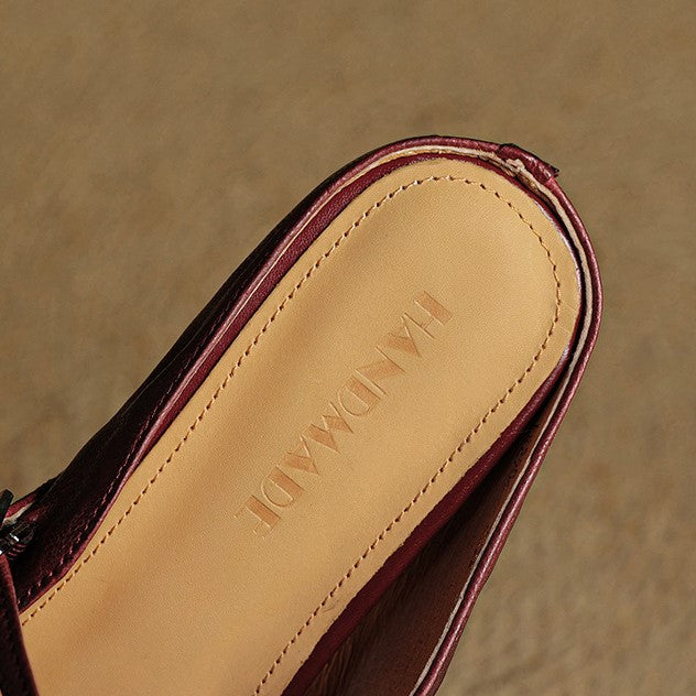 Rosalyn | Round-Toe Leather Flat Mules