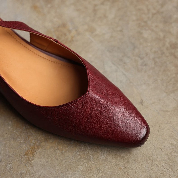 Lucille | Round-Toe Leather Wedge Slingbacks