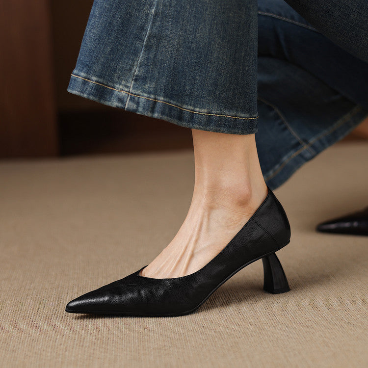 Maureen | Pointed Lambskin Sculpted Pumps