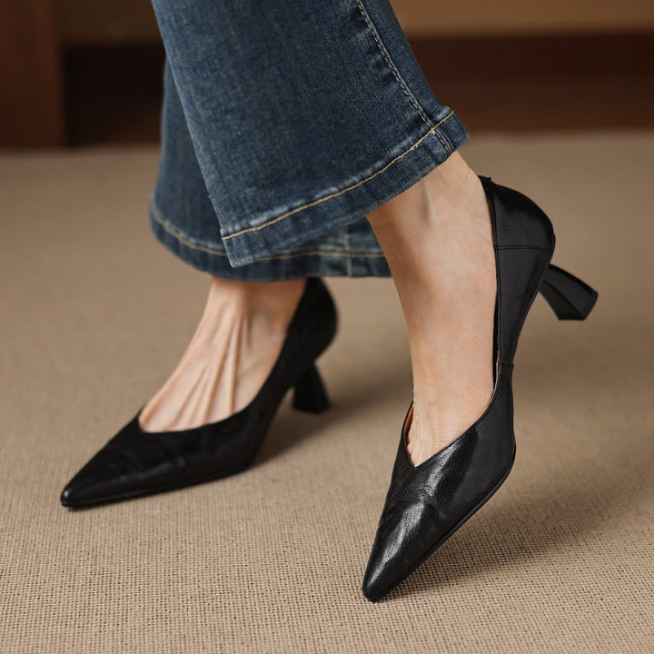 Maureen | Pointed Lambskin Sculpted Pumps