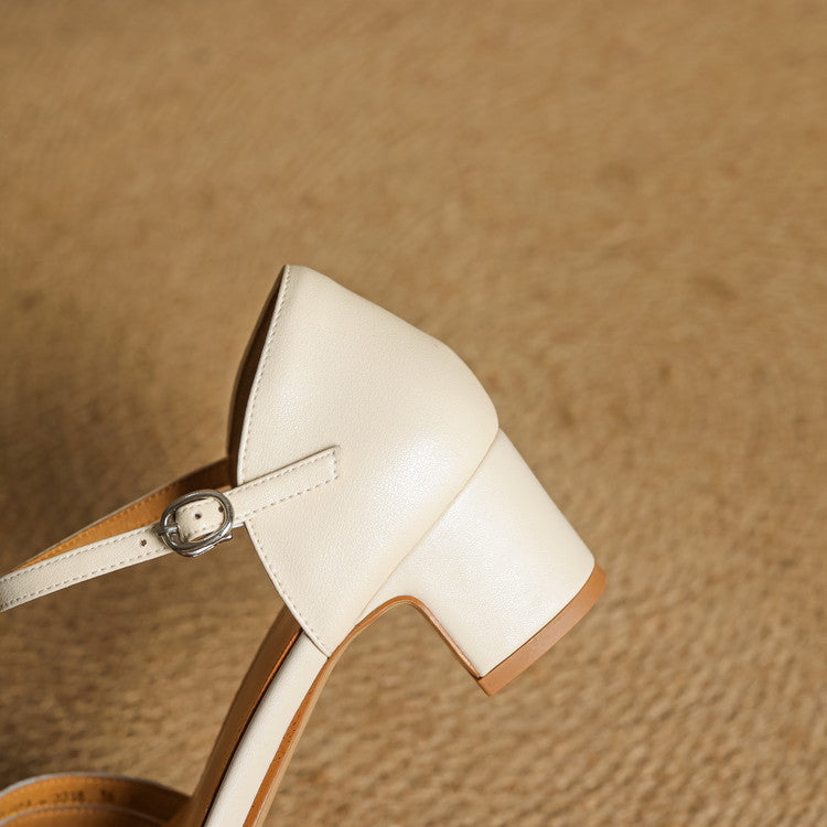Close-up of block heel on Celestine woven leather heels