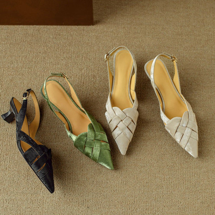 Josephine | Woven Leather Slingback Heels