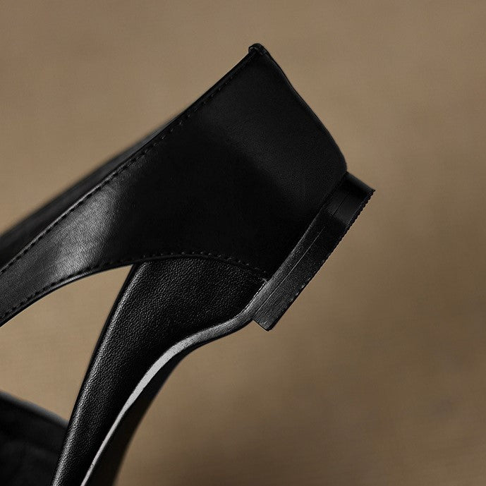 Ingrid | Cross-Strap Leather Mules