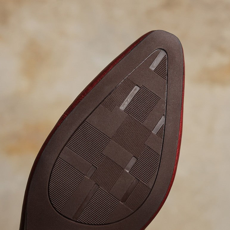 Lucille | Round-Toe Leather Wedge Slingbacks
