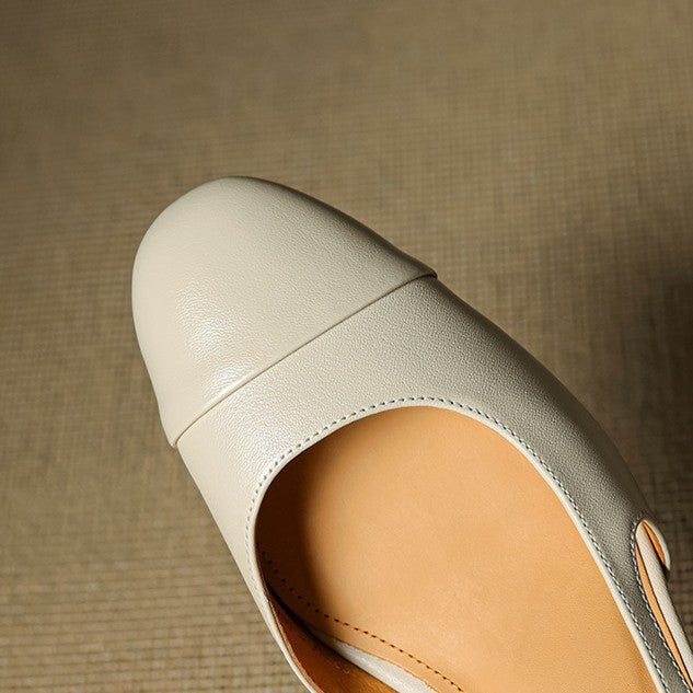 Harlow | Cap-Toe Leather Slingback Heels
