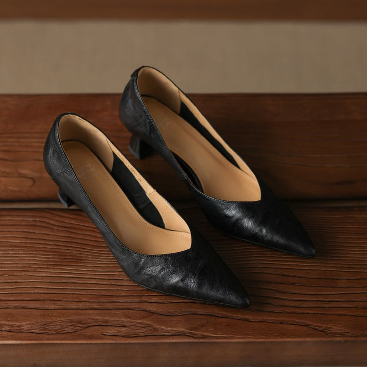 Maureen | Pointed Lambskin Sculpted Pumps