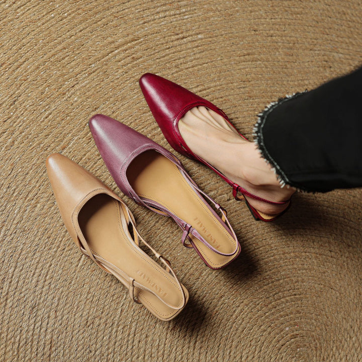 Pauline | Cross-Strap Leather Slingback Heels