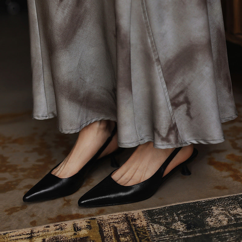 Lillian | Lambskin Leather Slingback Heels