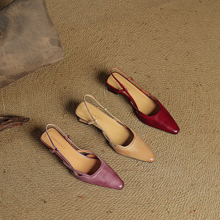 Pauline | Cross-Strap Leather Slingback Heels