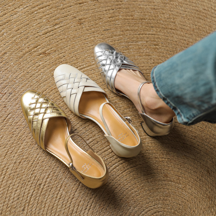 Celestine | Woven Leather Ankle-Strap Heels