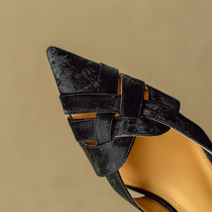 Josephine | Woven Leather Slingback Heels