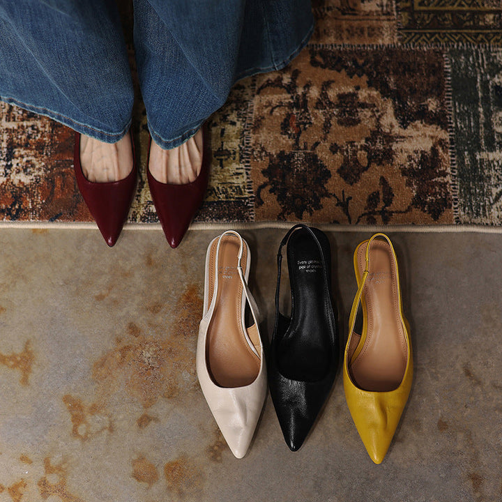 Lambskin leather slingbacks styled with tailored trousers