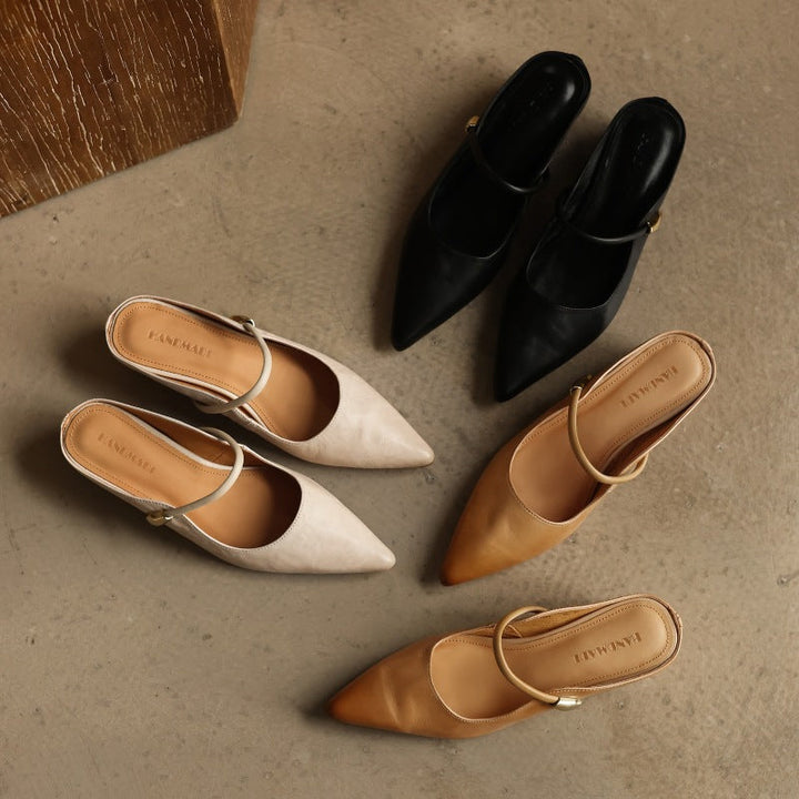 Beatrice | Pointed Leather Mules