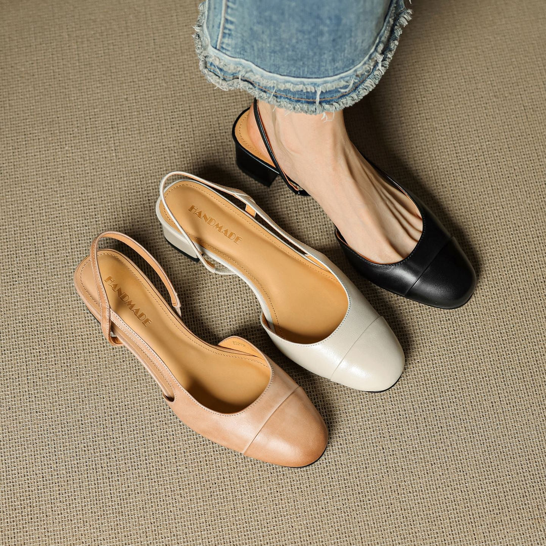 Harlow | Cap-Toe Leather Slingback Heels