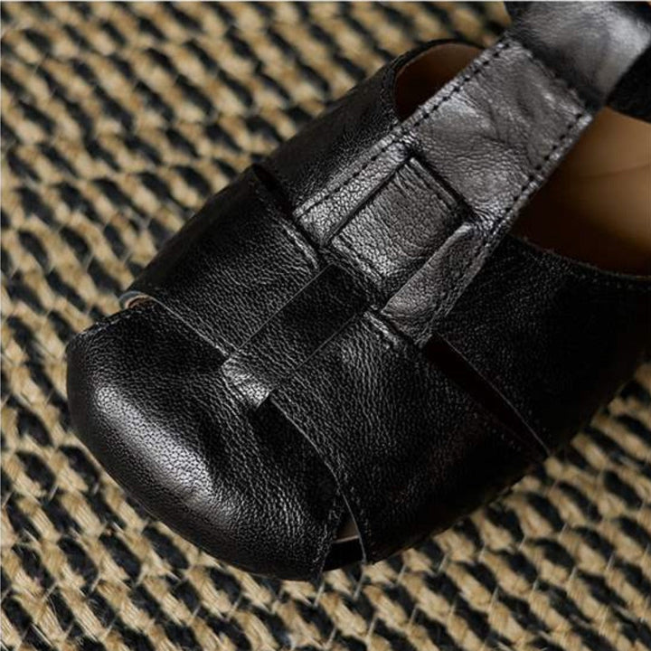 Doreen | Cutout Leather T-Bar Slingback Heels