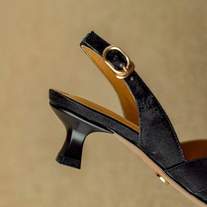 Josephine | Woven Leather Slingback Heels