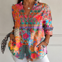 Coral Floral Meadow Top
