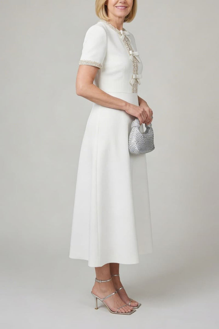 Estelle™ - Bow with Crystal Embellished Midi Dress