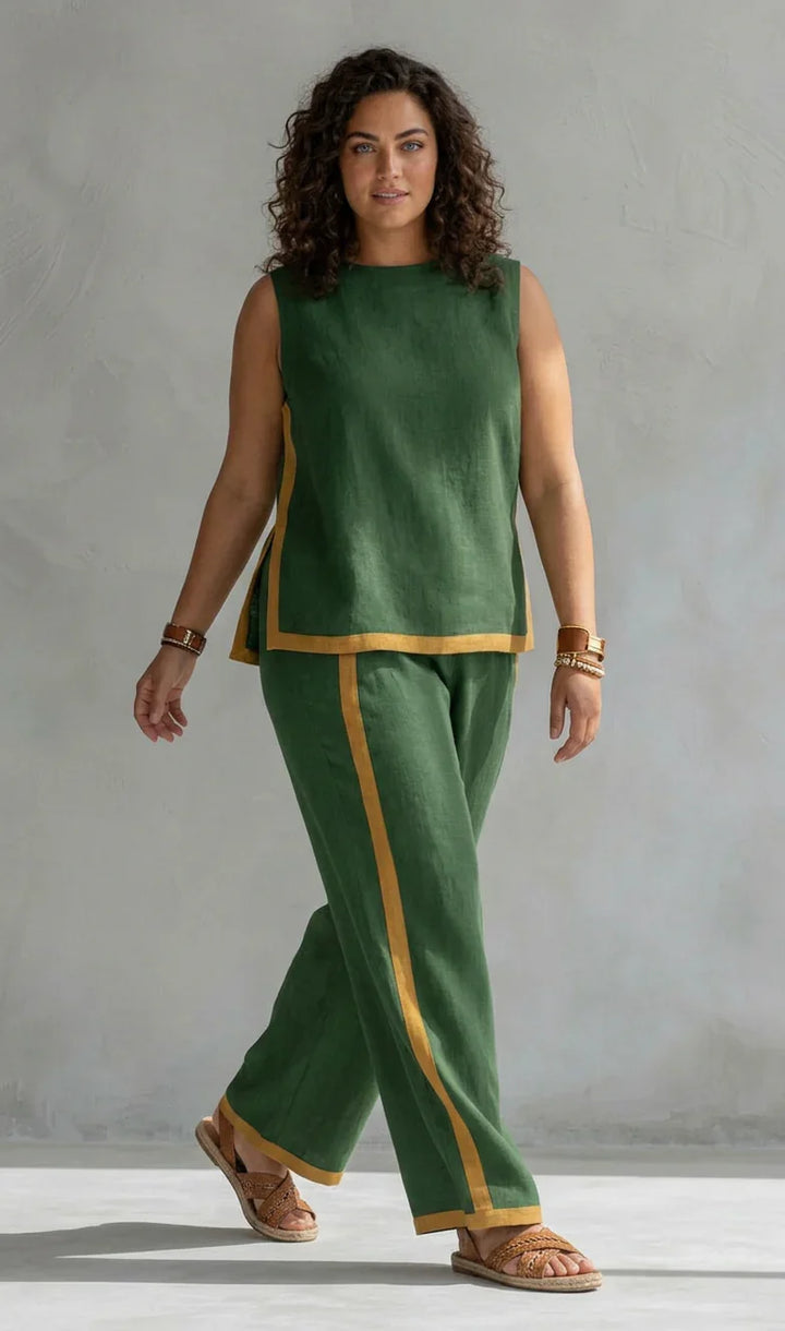 Lucentia™ - Stylish and Relaxed Two-Tone Vest and Pants Ensemble
