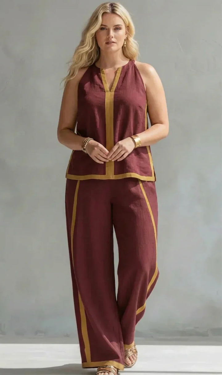 Lucentia™ - Stylish and Relaxed Two-Tone Vest and Pants Ensemble