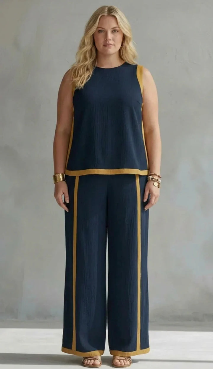 Lucentia™ - Stylish and Relaxed Two-Tone Vest and Pants Ensemble