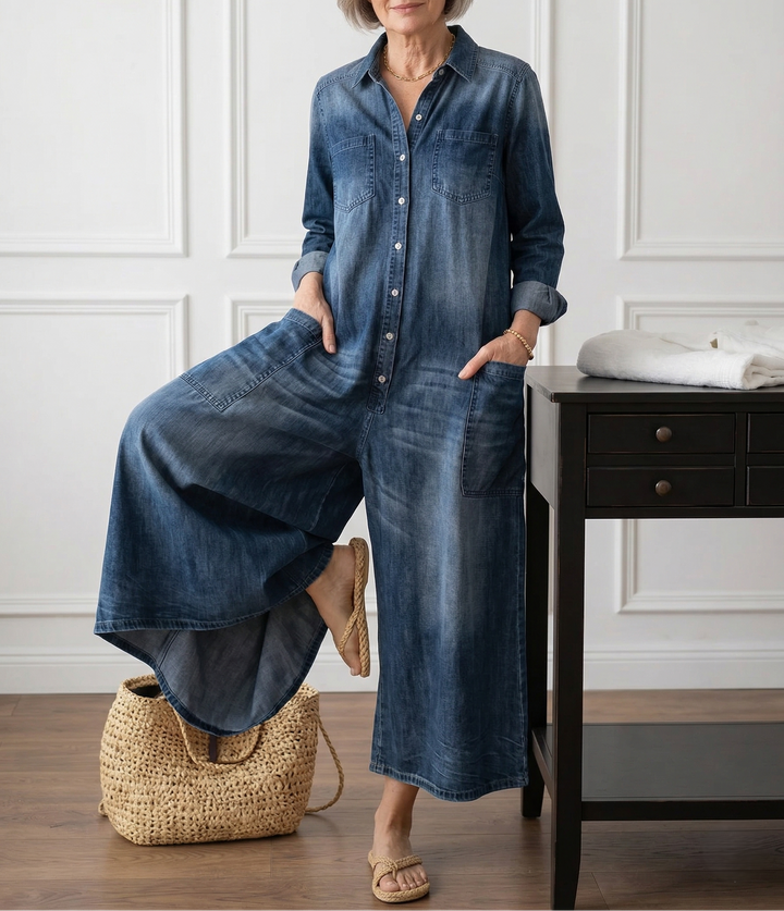 Margot™ - Wide-Leg Denim Jumpsuit