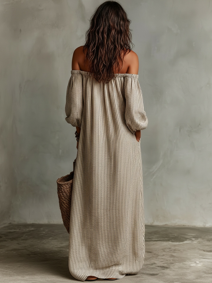 Araminta™ - Off-Shoulder Long Sleeve Maxi Dress