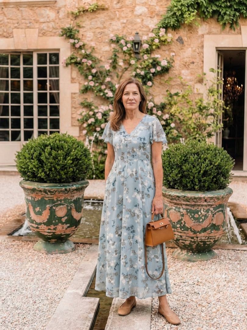 Ismeria | Elegant Floral Chiffon Maxi Dress