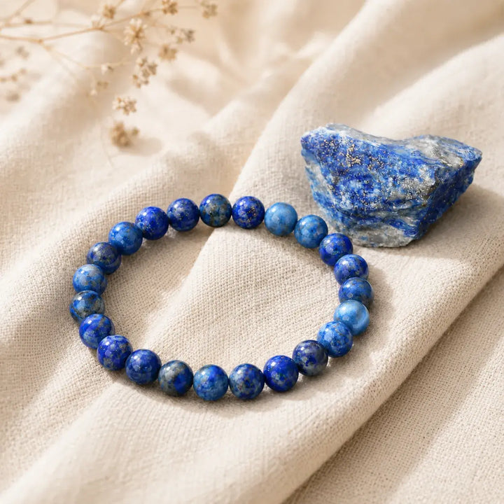 Lapis lazuli bracelet stacked as a complete healing crystal set