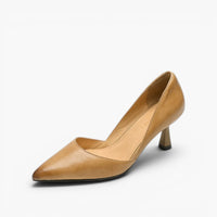 Gretchen | Pointed Leather Mid-Heel Pumps