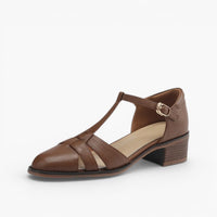 Geraldine | Cutwork Leather T-Bar Heels