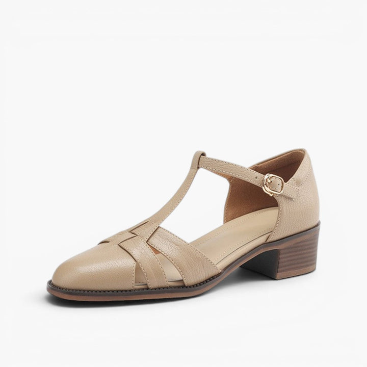 Geraldine | Cutwork Leather T-Bar Heels