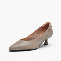 Yvonne | Pointed Leather Kitten-Heel Pumps