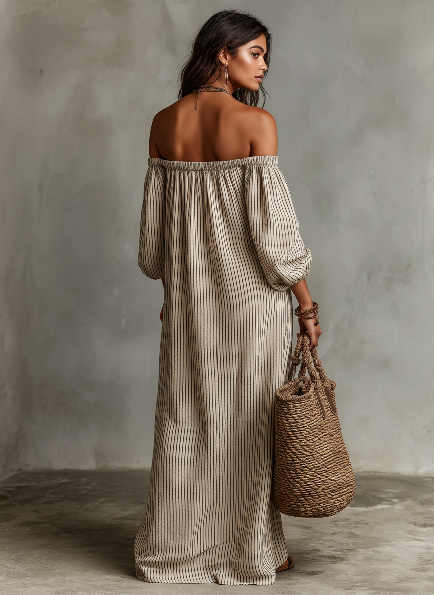 Araminta™ - Off-Shoulder Long Sleeve Maxi Dress