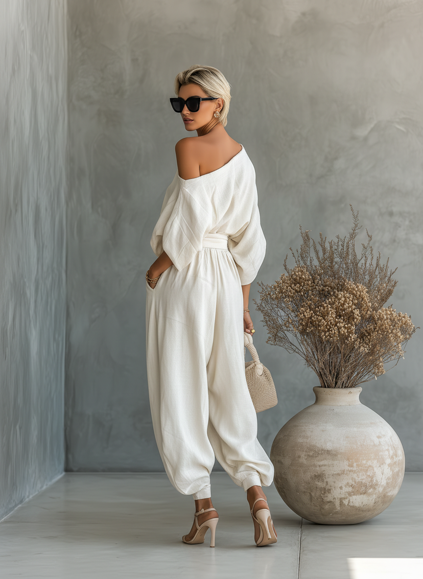 Auróra™ - Off-Shoulder Top with Tapered Pants Set