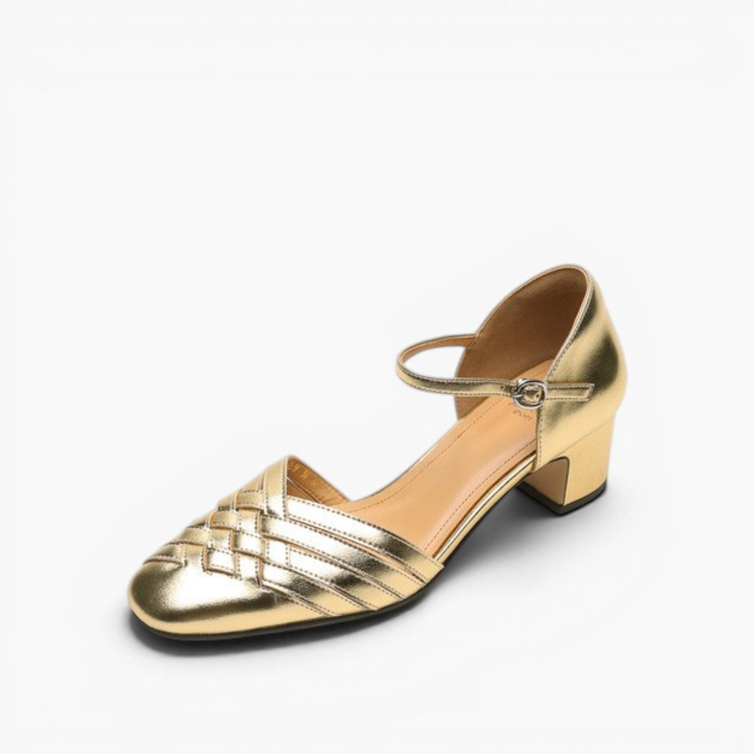 Celestine | Woven Leather Ankle-Strap Heels