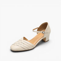 Celestine | Woven Leather Ankle-Strap Heels