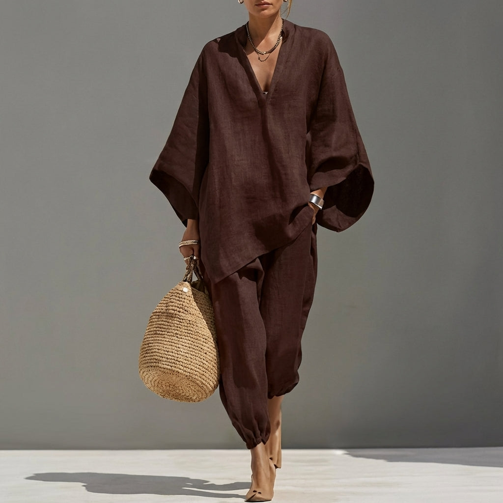 Marina | Completo Casual Due Pezzi con Collo a V per Donna