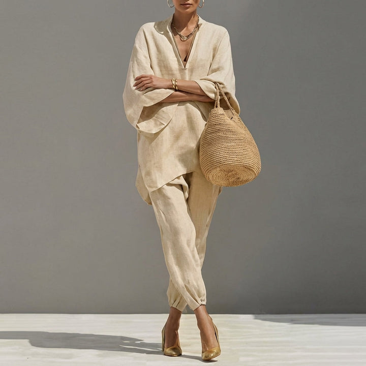 Marina | Completo Casual Due Pezzi con Collo a V per Donna