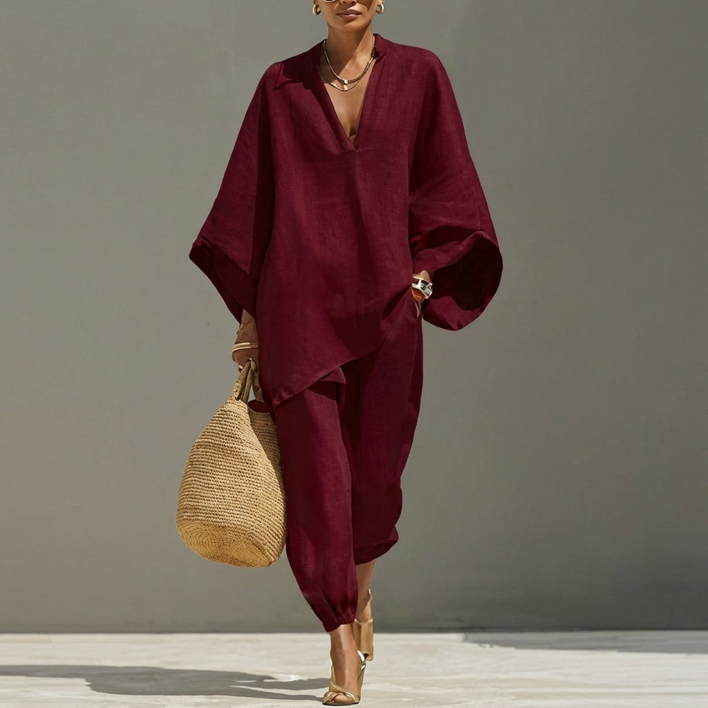Marina | Completo Casual Due Pezzi con Collo a V per Donna