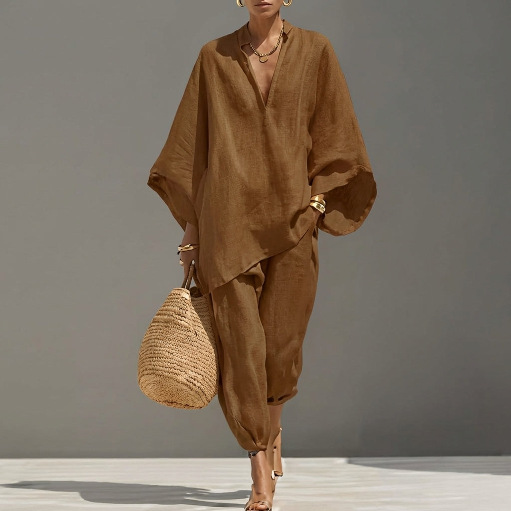 Marina | Completo Casual Due Pezzi con Collo a V per Donna