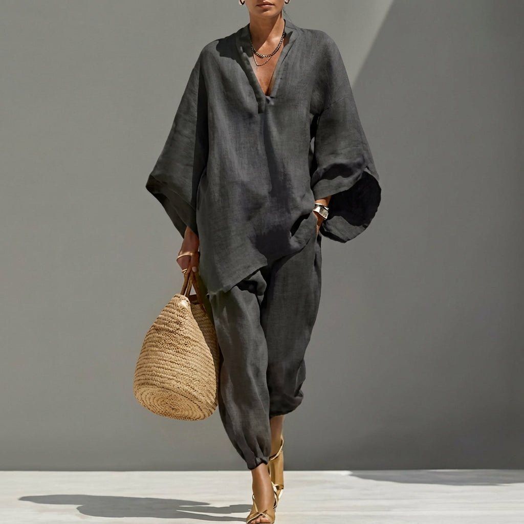 Marina | Completo Casual Due Pezzi con Collo a V per Donna