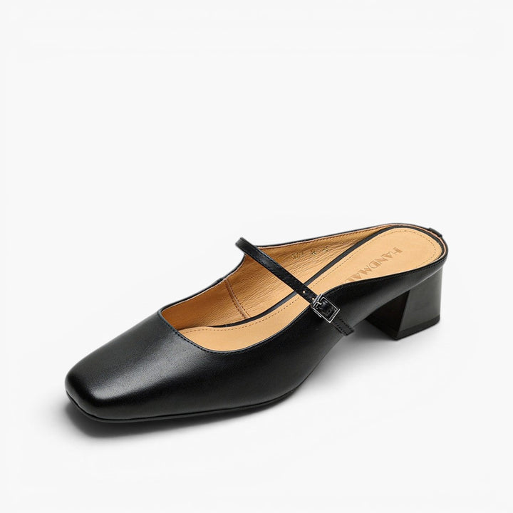 Florence | Square-Toe Leather Block Mules