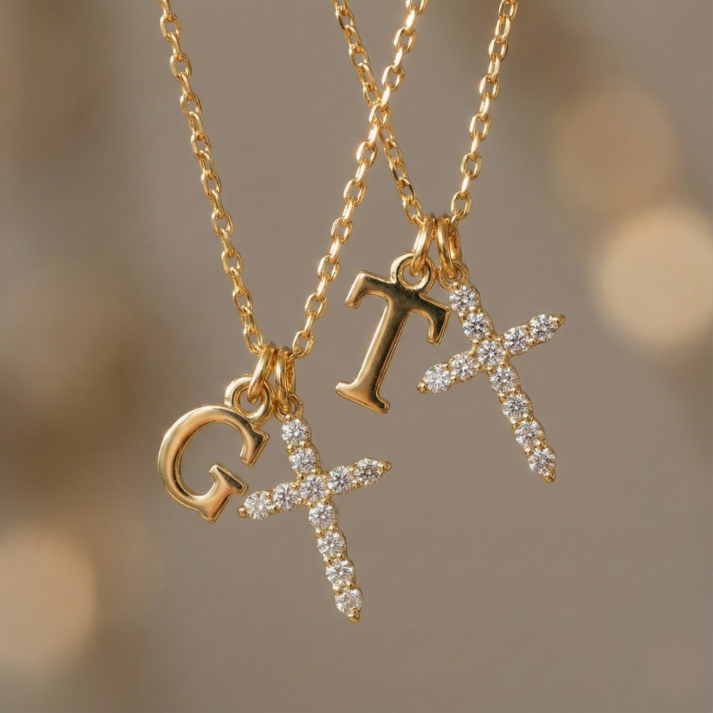 Cherubine™ - Personalized Crystal Cross Necklace