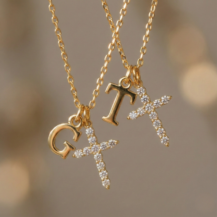 Cherubine™ - Personalized Crystal Cross Necklace